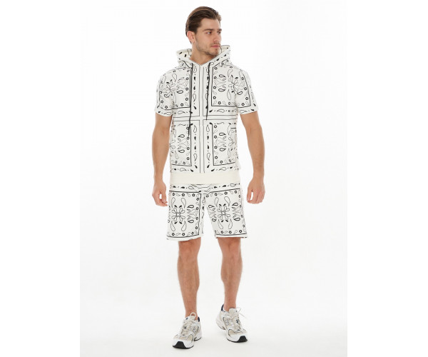 Костюм шорты и футболка оверсайз белого цвета 9168Bl