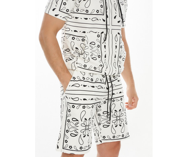 Костюм шорты и футболка оверсайз белого цвета 9168Bl