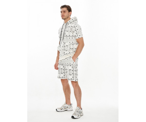 Костюм шорты и футболка оверсайз белого цвета 9168Bl