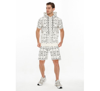 Костюм шорты и футболка оверсайз белого цвета 9168Bl