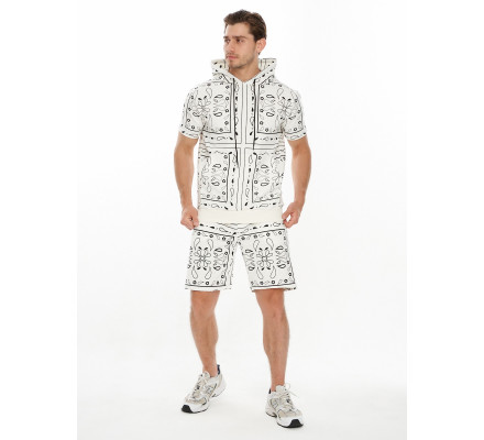 Костюм шорты и футболка оверсайз белого цвета 9168Bl