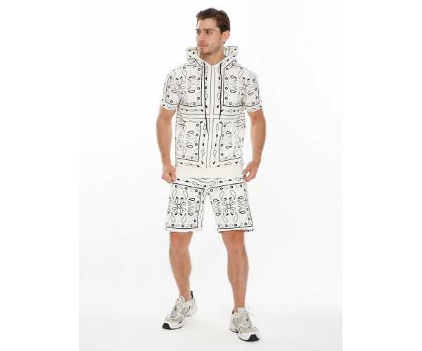 Костюм шорты и футболка оверсайз белого цвета 9168Bl