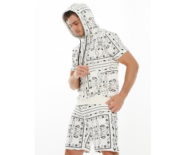 Костюм шорты и футболка оверсайз белого цвета 9168Bl