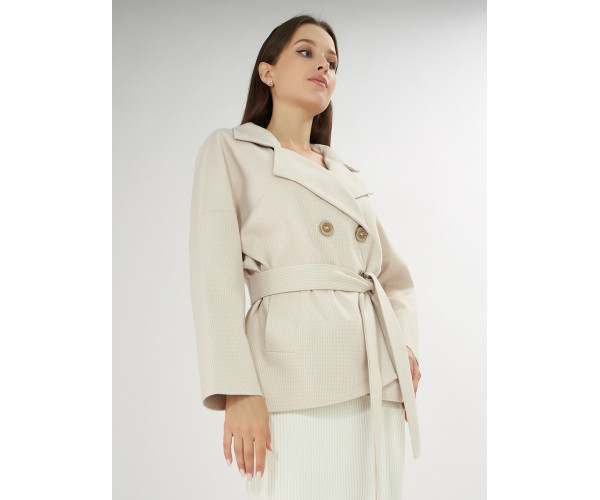 Полупальто демисезонное бежевого цвета 42037B