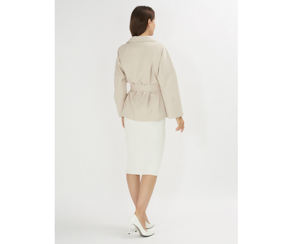 Полупальто демисезонное бежевого цвета 42037B