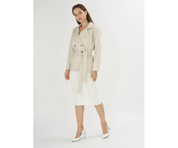 Полупальто демисезонное бежевого цвета 42037B