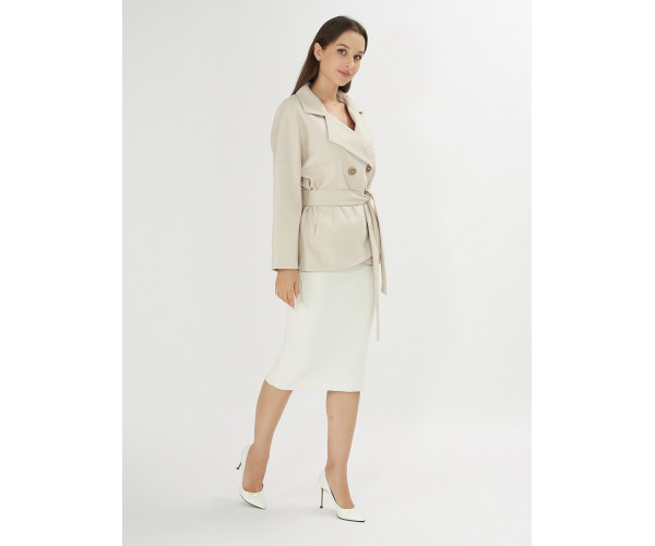 Полупальто демисезонное бежевого цвета 42037B