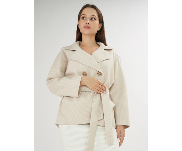 Полупальто демисезонное бежевого цвета 42037B