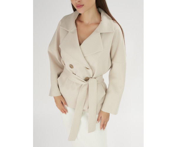 Полупальто демисезонное бежевого цвета 42037B