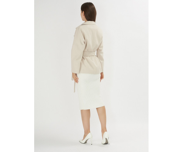 Полупальто демисезонное бежевого цвета 42037B