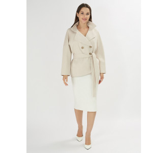 Полупальто демисезонное бежевого цвета 42037B