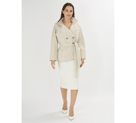 Полупальто демисезонное бежевого цвета 42037B