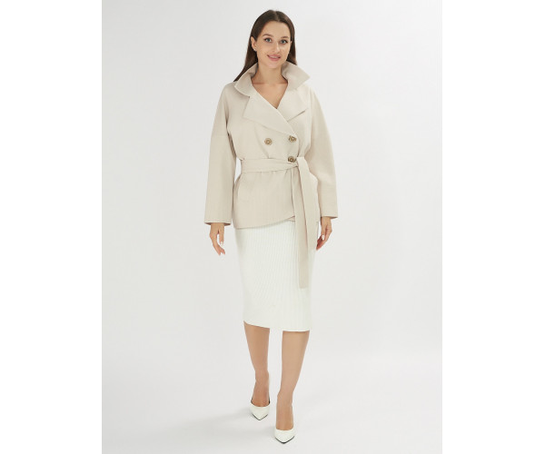 Полупальто демисезонное бежевого цвета 42037B