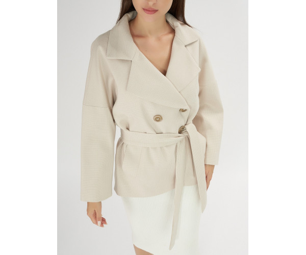 Полупальто демисезонное бежевого цвета 42037B