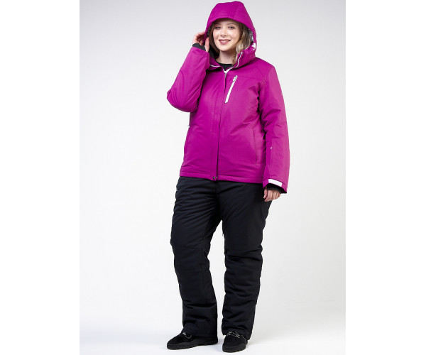 Женский зимний костюм горнолыжный большого размера фиолетового цвета 011982F