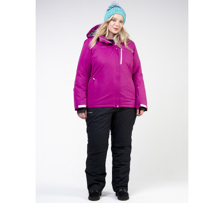 Женский зимний костюм горнолыжный большого размера фиолетового цвета 011982F