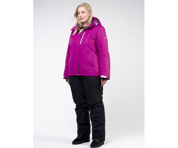 Женский зимний костюм горнолыжный большого размера фиолетового цвета 011982F