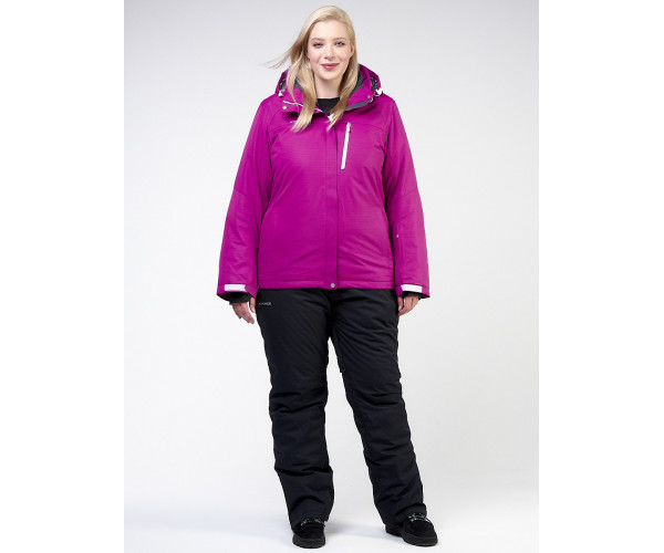 Женский зимний костюм горнолыжный большого размера фиолетового цвета 011982F