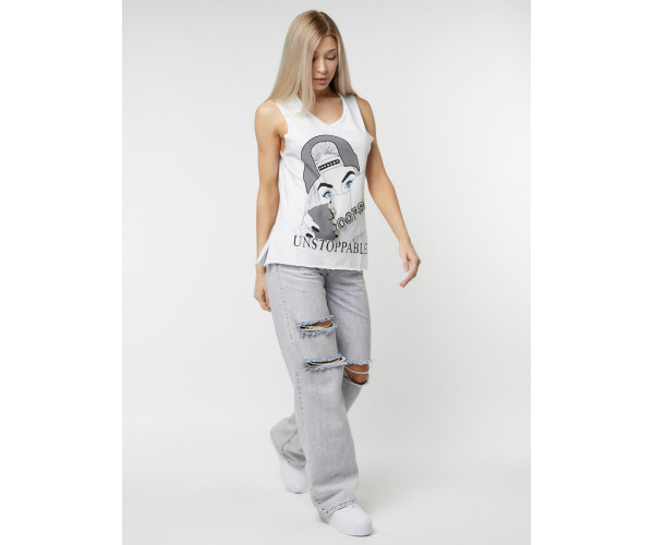 Футболка без рукавов женская белого цвета 8215Bl