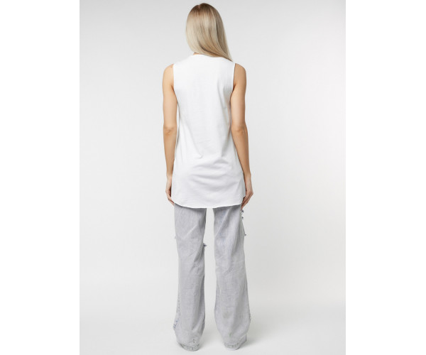Футболка без рукавов женская белого цвета 8215Bl