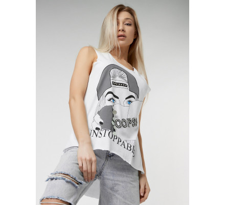 Футболка без рукавов женская белого цвета 8215Bl