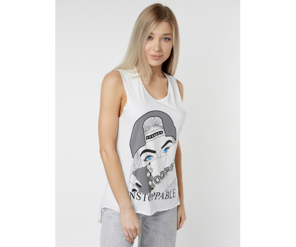 Футболка без рукавов женская белого цвета 8215Bl