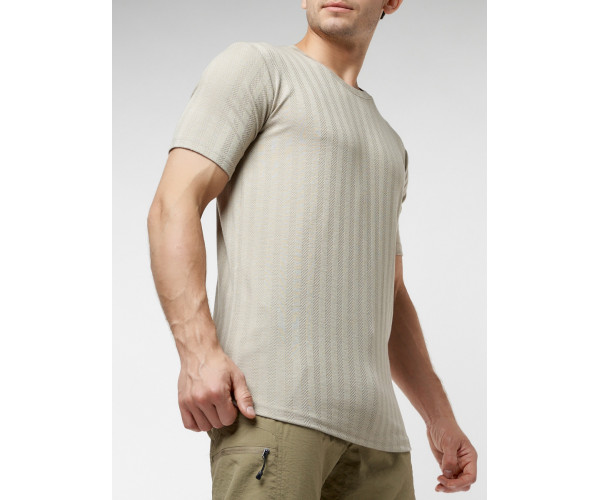 Мужская футболка в сетку бежевого цвета 221490B