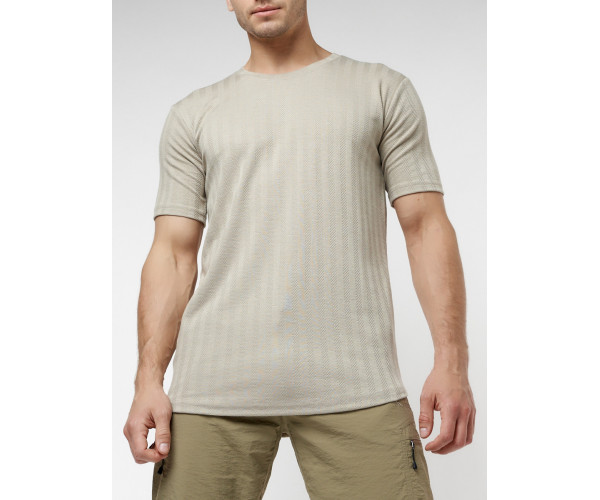 Мужская футболка в сетку бежевого цвета 221490B