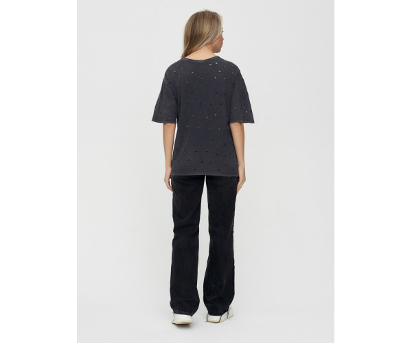 Женские футболки с принтом темно-серого цвета 1644TC