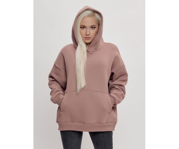 Худи женское оверсайз с начосом бежевого цвета 1086B