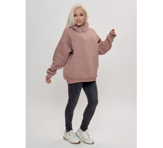 Худи женское оверсайз с начосом бежевого цвета 1086B