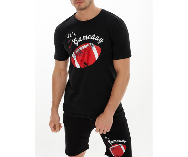 Костюм шорты и футболка черного цвета 221008Ch