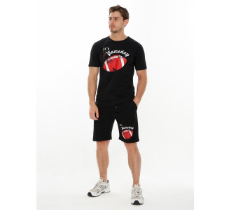Костюм шорты и футболка черного цвета 221008Ch