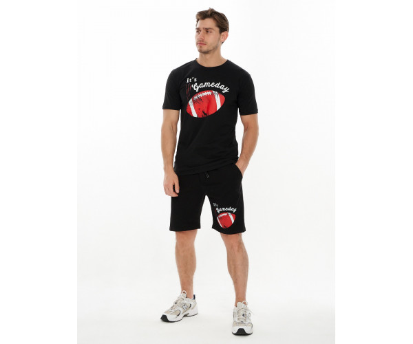 Костюм шорты и футболка черного цвета 221008Ch