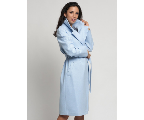 Пальто демисезонное голубого цвета 4263Gl