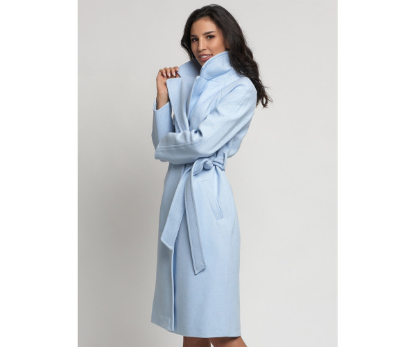 Пальто демисезонное голубого цвета 4263Gl