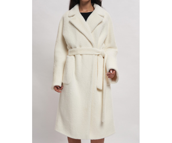 Пальто зимнее женское белого цвета  41881Bl