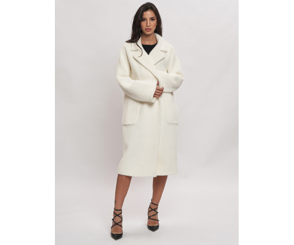 Пальто зимнее женское белого цвета  41881Bl