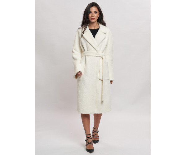 Пальто зимнее женское белого цвета  41881Bl