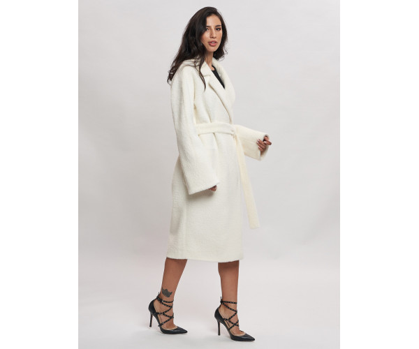 Пальто зимнее женское белого цвета  41881Bl