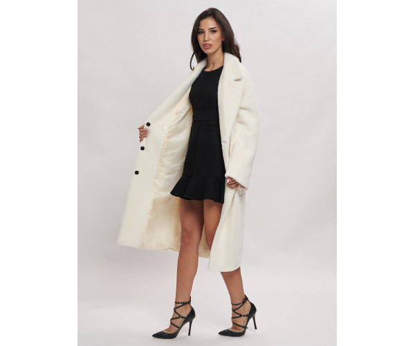 Пальто зимнее женское белого цвета  41881Bl