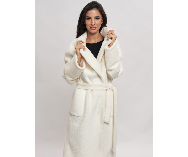 Пальто зимнее женское белого цвета  41881Bl