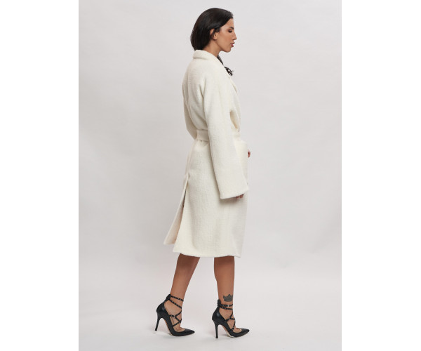 Пальто зимнее женское белого цвета  41881Bl