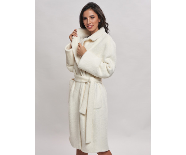 Пальто зимнее женское белого цвета  41881Bl