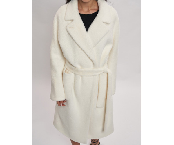 Пальто зимнее женское белого цвета  41881Bl