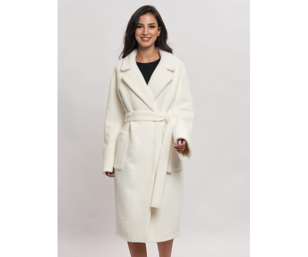Пальто зимнее женское белого цвета  41881Bl