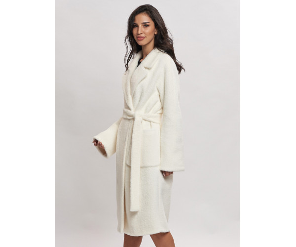 Пальто зимнее женское белого цвета  41881Bl