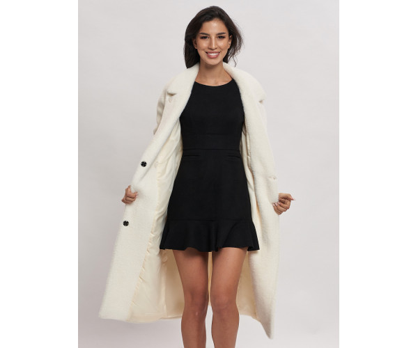 Пальто зимнее женское белого цвета  41881Bl