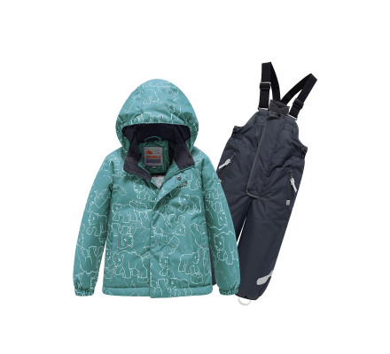 Горнолыжный костюм Valianly детский зеленого цвета 9011Z