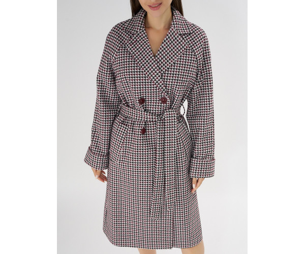 Пальто демисезонное бордового цвета 42121-1Bo